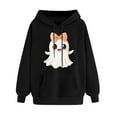 thumbnail image 3 of Craaazy Halloween Sweatshirt For Women Long Sleeve Hooded Tops With Pocket Halloween Printed Casual Loose Sweatshirt Gifts For Women, 3 of 4