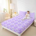 thumbnail image 4 of Manfei Cartoon Cute Bowknot Bed Sheets, Purple Checkered Buffalo King Sheets, Kawaii Princess Style Sheet Set, Super Cozy Room Decor, 4 Pieces, 4 of 7