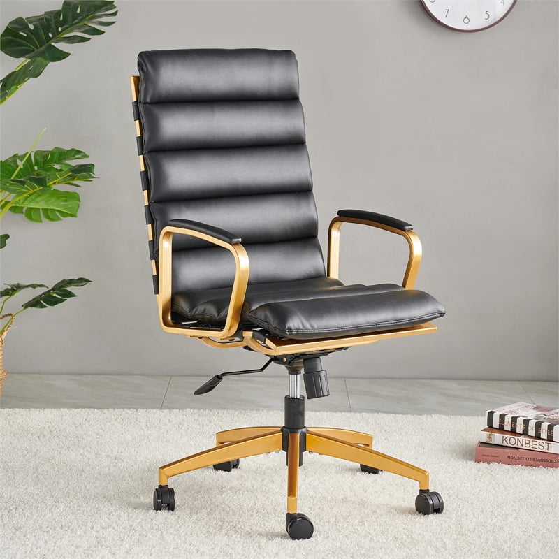 CRO Decor Gold Office Chair Adjustable Swivel Chair Ergonomic (Black