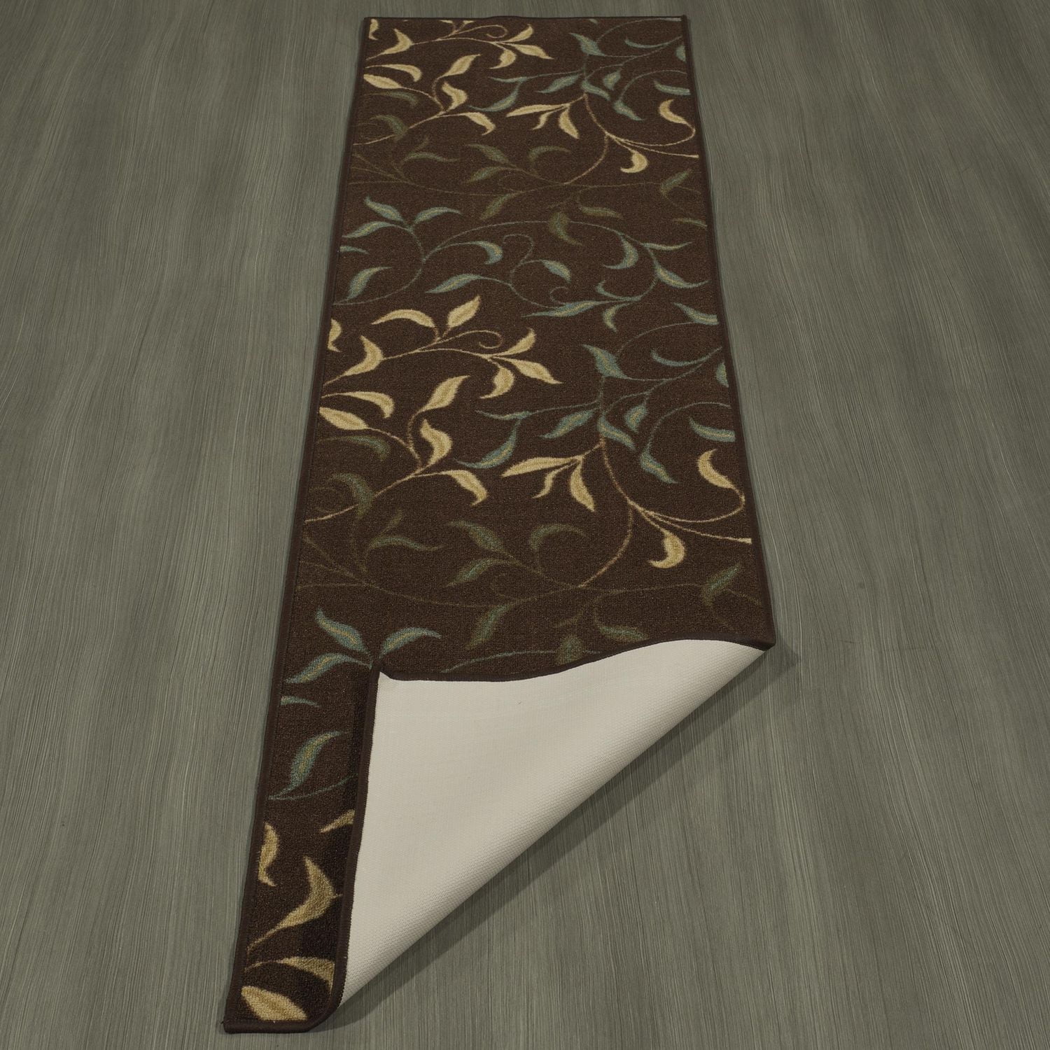 Ottomanson Ottohome Collection Non-Slip Rubberback Leaves Design Indoor Rug/ Mat