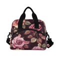 thumbnail image 2 of Lunch Bag Portable Crossbody Meal Bag Cooler Bag Insulated Lunch Bag Food Bag Handheld & Crossbody Design Maroon Roses Seamless, 2 of 6