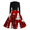 thumbnail image 3 of Christmas Dress for Women Fall Long Sleeve Crew Neck Retro A Line Dresses with Belt 2025 Fashion Winter Clothes, 3 of 3