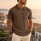 thumbnail image 2 of Top Abrigo de los Hombres de Color Sólido de Manga Larga Botón-Up Cuello Chaqueta Casual, Ligero de Nylon con Capucha Superior para Verano Y Primavera, 2 of 8