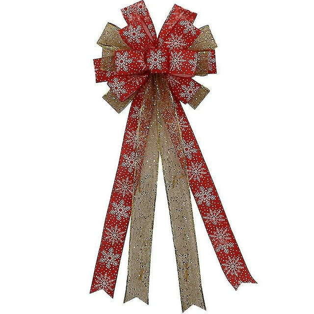 Adorno para árbol de Navidad, lazo grande para copa de árbol de Navidad con copo de nieve