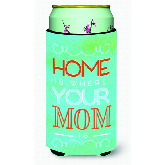 Carolines Treasures BB5420TBC Home is Where Mom Is Blue Tall Boy Beverage Insulator Hugger Tall Boy multicolor