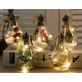 thumbnail image 3 of 5 Pieces Hanging Christmas Tree Balls with LED Lights Hanging Christmas Bauble with Artificial Snow and Pine Needles Berries for Christmas Tree Decorations(1), 3 of 5