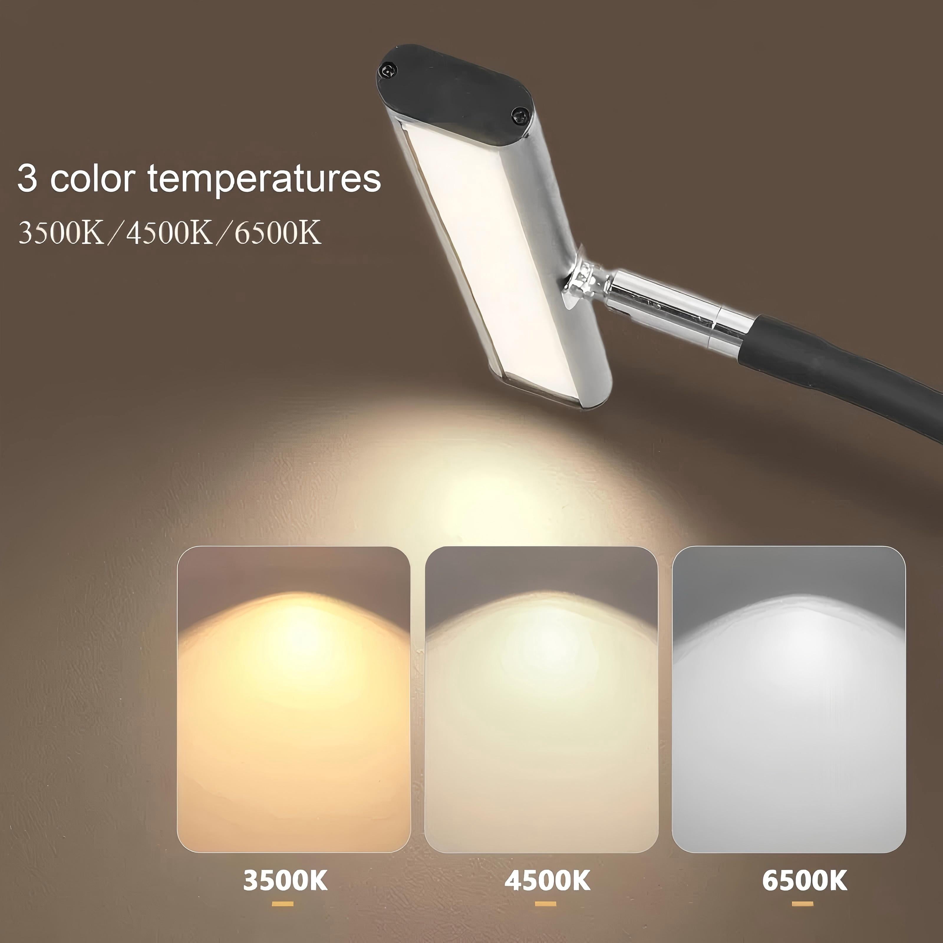 vonesiy 18W LED Desk Lamp with Adjustable Gooseneck, 3 Color Temperatures & Brightness Levels, Eye-Caring Architect Lamp for Reading, Crafting, Home Office
