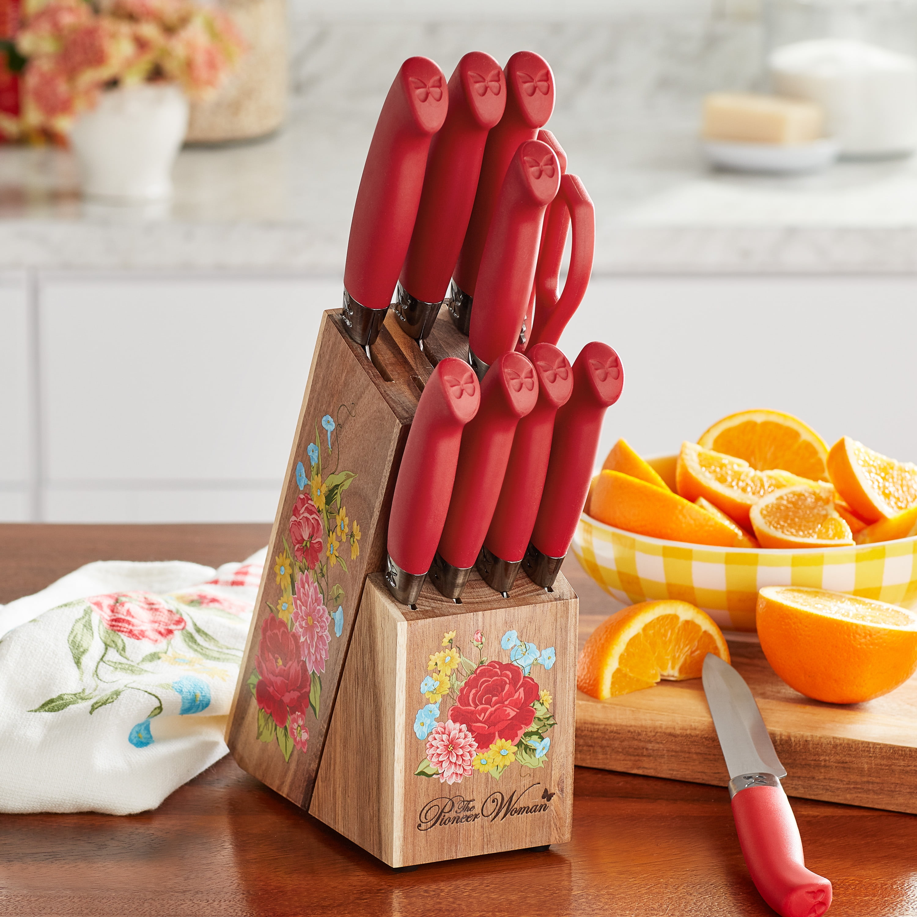 Pioneer Woman Red Kitchen Knife Sets
