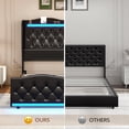 thumbnail image 5 of Amuzer Queen Bed Frame with Tall Headboard, Upholstered Platform Bed Frame with Charging Station and LED Lights, Black, 5 of 7