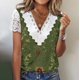 thumbnail image 4 of V Cuello Manga Corta Tops para las Mujeres de la Moda Pliegue Impreso Botón Regular Superior, Tops de Verano de las Mujeres V Cuello Poliéster de la Fiesta Casual, 4 of 5