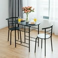 thumbnail image 3 of Patiojoy 3 PCS Kitchen Dining Set Compact Bistro Pub 2 Chairs & Table Black, 3 of 5