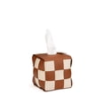 thumbnail image 1 of Artisan-Woven Leather Tissue Holder with Chessboard Design – Creative Roll Paper Storage Box for Living Room, Home & Office – Durable Handcrafted Decorative Organizer (Brownish Red), 1 of 6