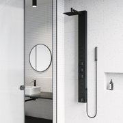 VIGO Bowery 58 in. H x 5 in. W 4-Jet Shower Panel System with Square Rainhead, Tub Filler and Hand Shower Wand in Matte Black