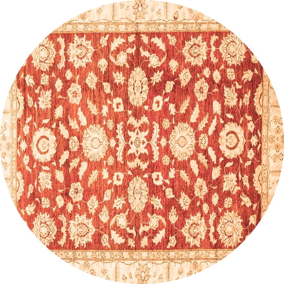 Ahgly Company Indoor Round Oriental Orange Traditional Area Rugs, 5' Round