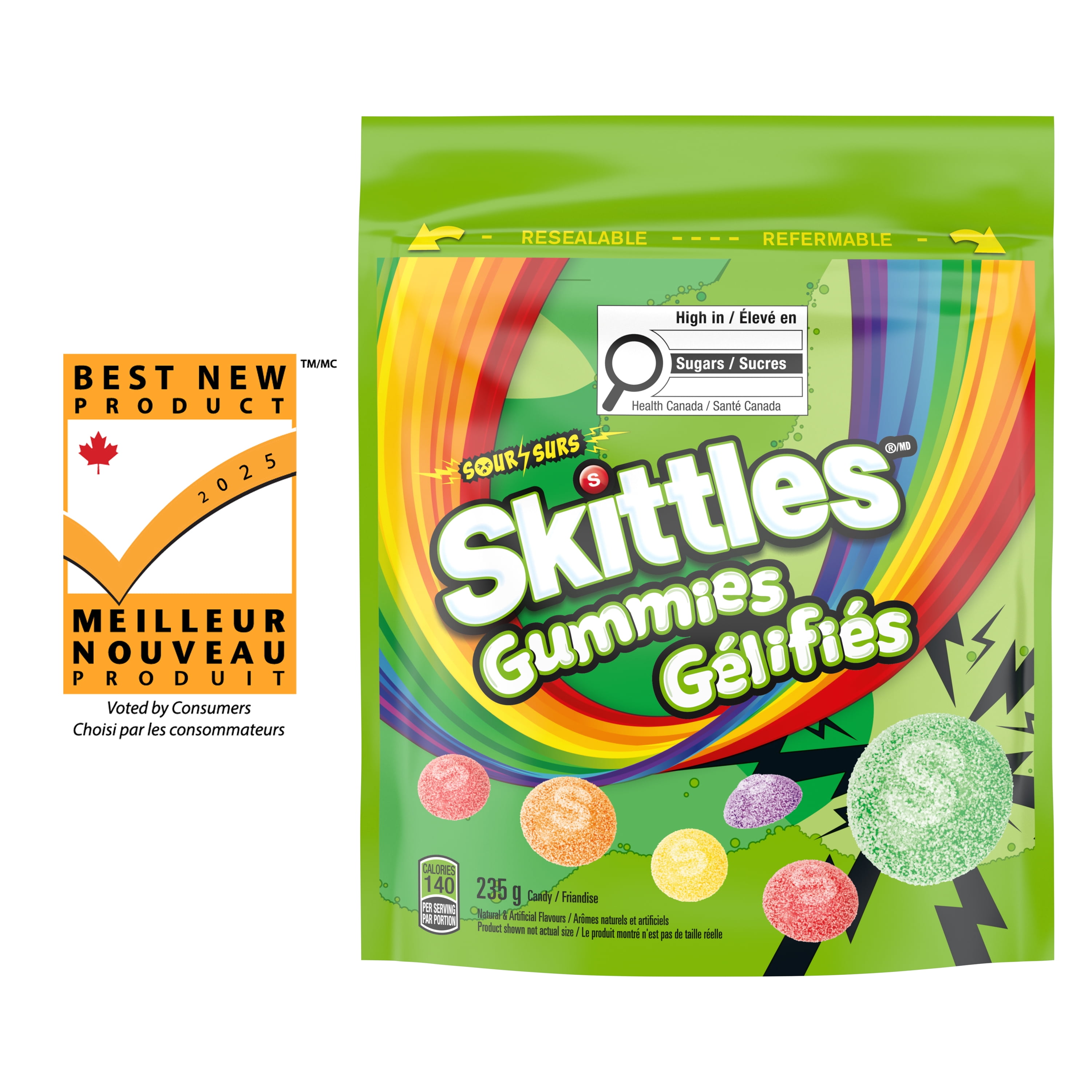 SKITTLES Sour Gummies Chewy Candy, 235g, SKITTLES Sour Gummies Chewy Candy, 235g