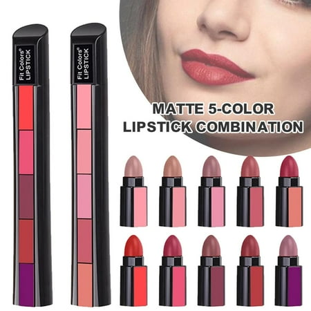 5 in 1 Matte Lipstick Velvet Lip Matte Lipstick Gloss Waterproof Long