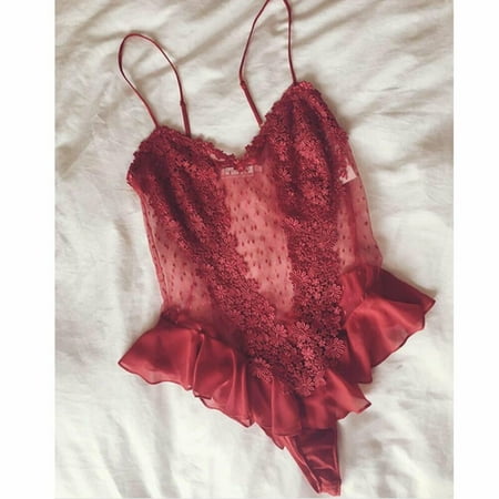 

Lingerie Women Sexy Silk Lace Robe Dress Babydoll Nightdress Nightgown Sleepwear