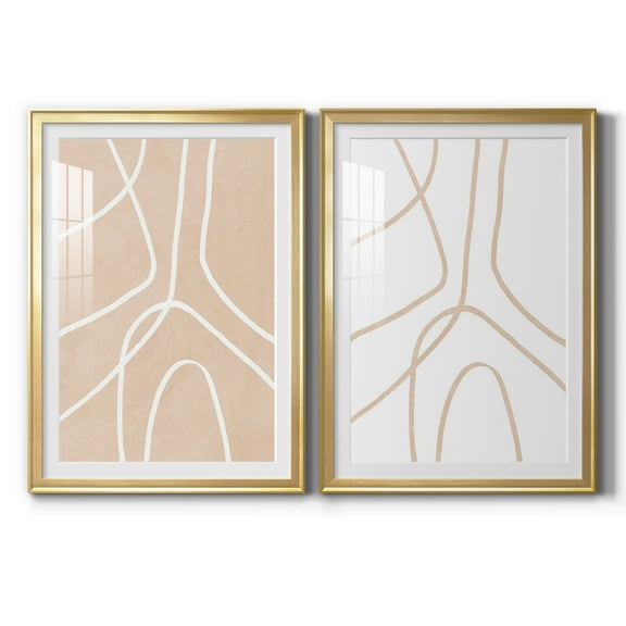 Wexford Home Clean Contour III Premium Framed Print, 30.5" x 42.5" - Ready to Hang, Gold (Set of 2)