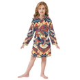 thumbnail image 6 of FORMRS Niños Bathrobe Unisex Hooded Robe Soft Plush Pajamas Sleepwear, Size 2-3T, Beige Geometric Eagle, 6 of 7