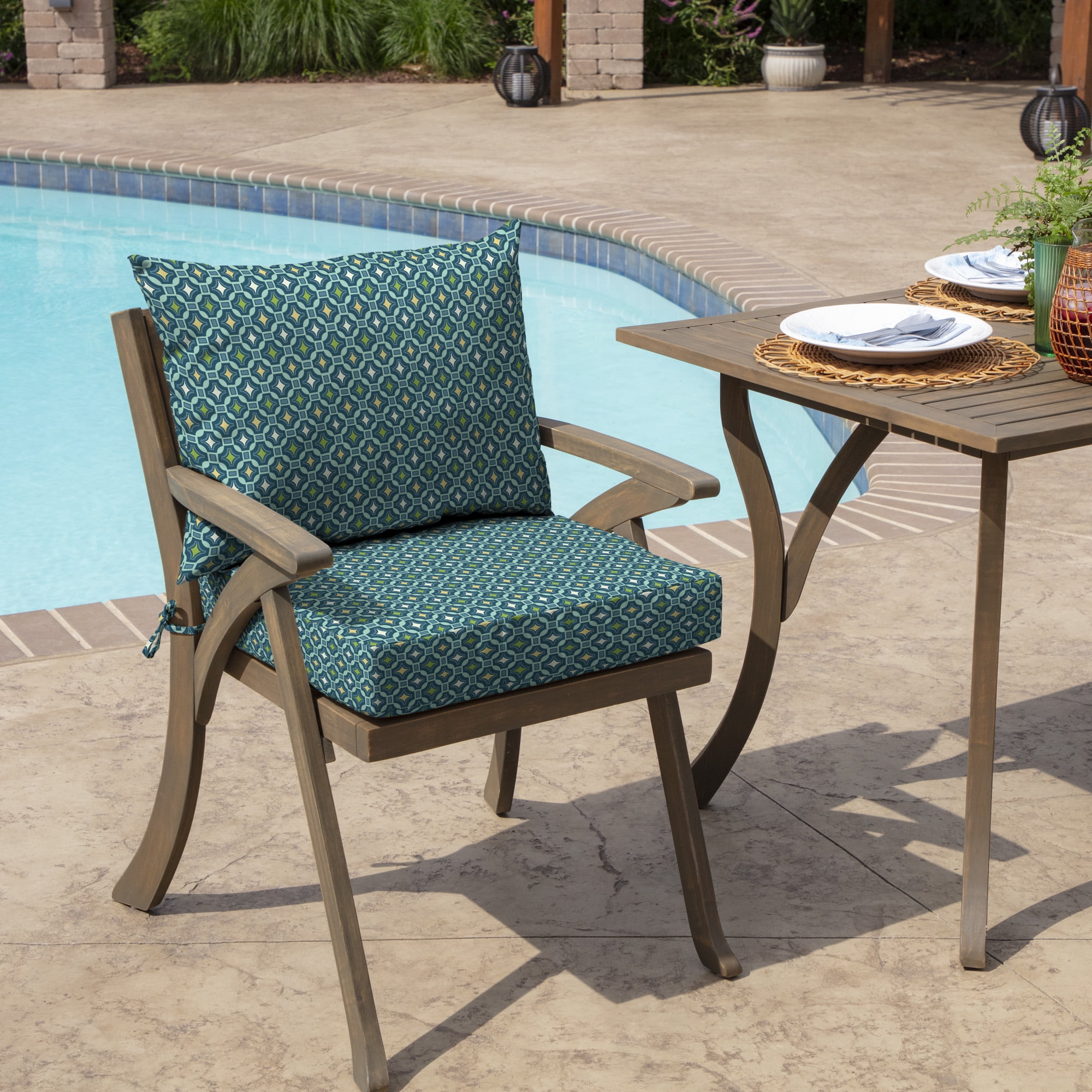 ARDEN Outdoor Dining Chair Cushion Set 21 x 21, Alana Tile