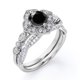 thumbnail image 4 of Anillo Nupcial JeenMata con Diseño Floral Milgrain Art Deco 1,5 Quilates en Pavé Cruzado de Moissanita y Diamantes Negros en Plata con Baño de Oro Blanco de 18 K, 4 of 6