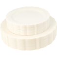 thumbnail image 1 of Posh Setting Disposable Plastic Plates Set - Heavy Duty Vintage Plastic Plates - Ivory Vintage Disposable Dinnerware Sets with 30 Appetizer Plates & 30 Plastic Dinner Plates for Wedding (60 Pack), 1 of 6