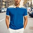 thumbnail image 2 of Mens Polo Shirt Summer Colour Block Sports Casual Short Sleeve Top Slim Fit Stretch Button Collared Golf Mens Dress Shirts, 2 of 6