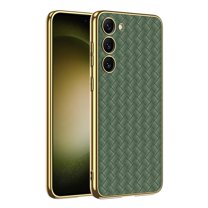 SaniMore Case for Samsung Galaxy S23 Camera Proction, Soft TPU & Electroplated Leather Magnetic Cover Support Wireless Charging Ultra-Thin Heavy Duty Full Body Protective Shell, Darkgreen