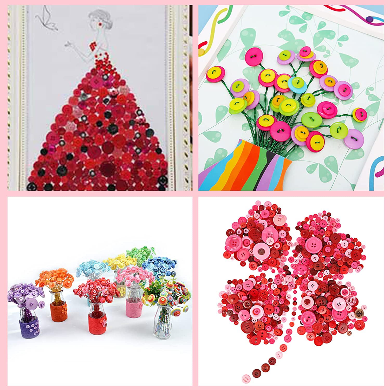 Resin Buttons Assorted Sizes Craft Buttons About 500-600 Pcs for Sewing DIY  Crafts,Children's Manual Button Painting, Red