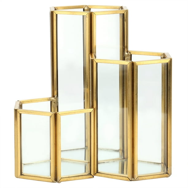 Organizador de escritorio NikouMX Portalápices de vidrio hexagonal 12 cm