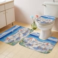 thumbnail image 4 of Summer Vacation Bathroom Rugs Set Watercolor Beach Chair Non Slip Absorbent Soft Bath Mats 3 Piece Set with Bathroom Rug, U-Shaped Floor Mat, Toilet Seat Cover Small Size, 4 of 9