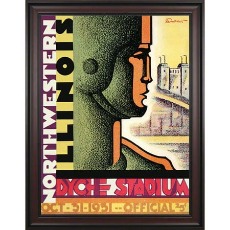 NCAA - 1931 Northwestern Wildcats vs. Illinois Fighting Illini 36 x 48 Framed Canvas Historic Football Print