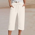 thumbnail image 2 of RUTAYY Women's Capri Pants Solid Color Straight Leg Casual High Waist Sports Loose Fit Daily Wear Trendy Travel Trousers, 2 of 5