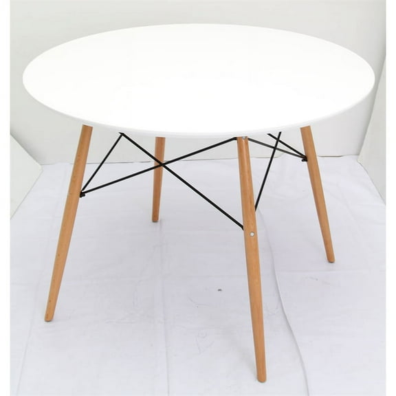 Pemberly Row Round Contemporary Plastic Dining Table in White