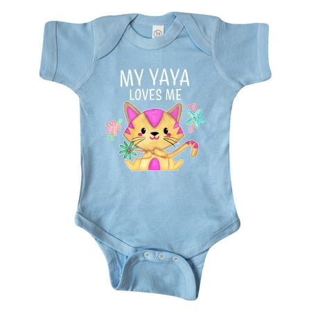 

Inktastic My Yaya Loves Me with Cute Kitten and Flowers Gift Baby Boy or Baby Girl Bodysuit
