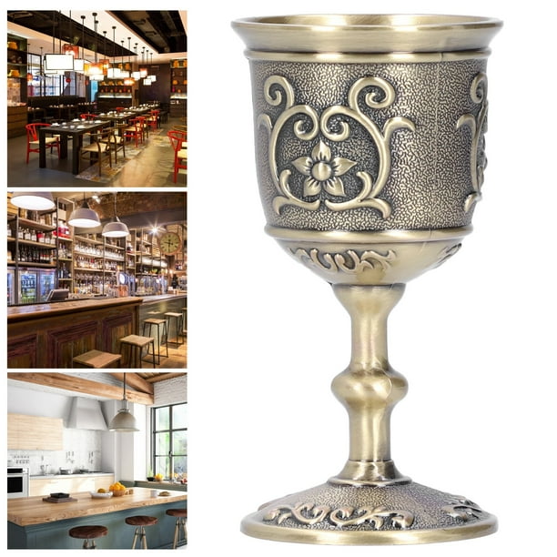 Copa De Cáliz Vintage, Copa De Comunión De Oro En Relieve, Vasos De Chupito De Latón Resistentes Y Seguros Para Alimentos, Copa De Vino De Bronce Copa Vintage En Relieve Cáliz