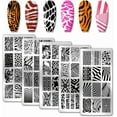 thumbnail image 1 of 5 placas para estampar uñas con textura animal, de acero inoxidable, para decoración de uñas. Plantillas fotográficas para uñas., 1 of 7