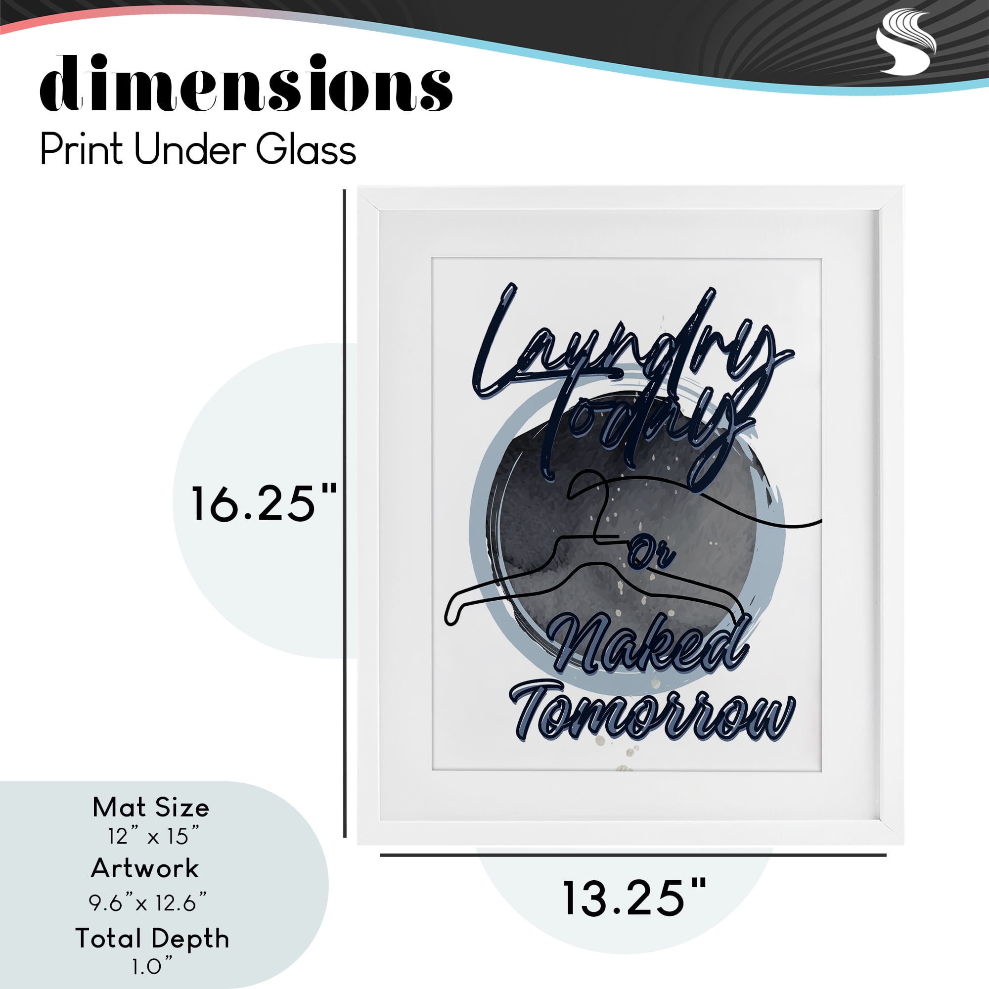 Laundry Phrase with Hanger Contour White Framed Print Under Glass, design by Jesse Keith