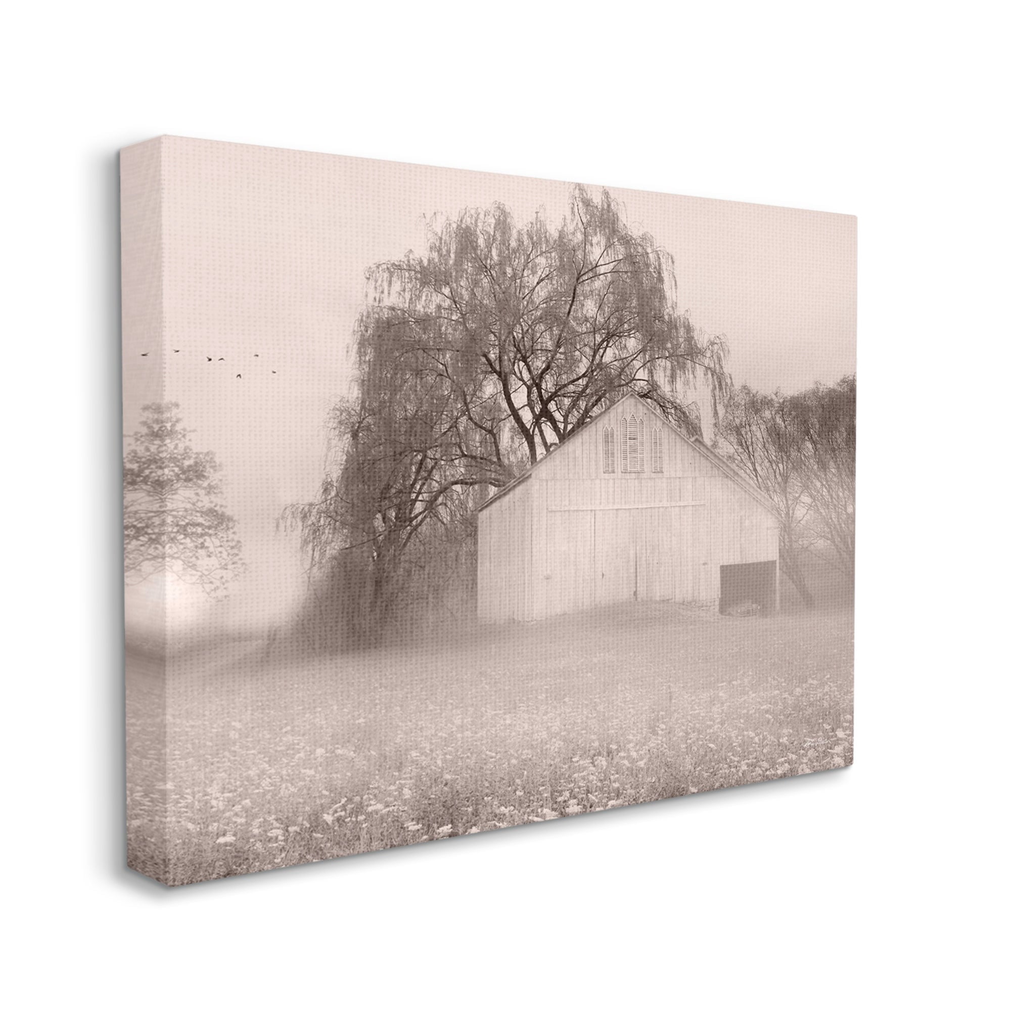 Stupell Industries Quaint Wildflower Meadow Countryside Barn Farmland Fog Photograph Gallery Wrapped Canvas Print Wall Art, Design by Lori Deiter