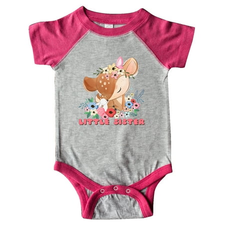 

Inktastic Little Sister Deer Gift Baby Girl Bodysuit