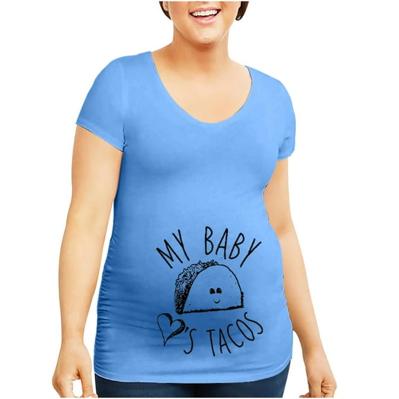 asdoklhq Pregnant Clothes Clearances Women O-Neck Short Sleeve My Baby Loves Tacos Print Pregnancy Maternity Top Tee
