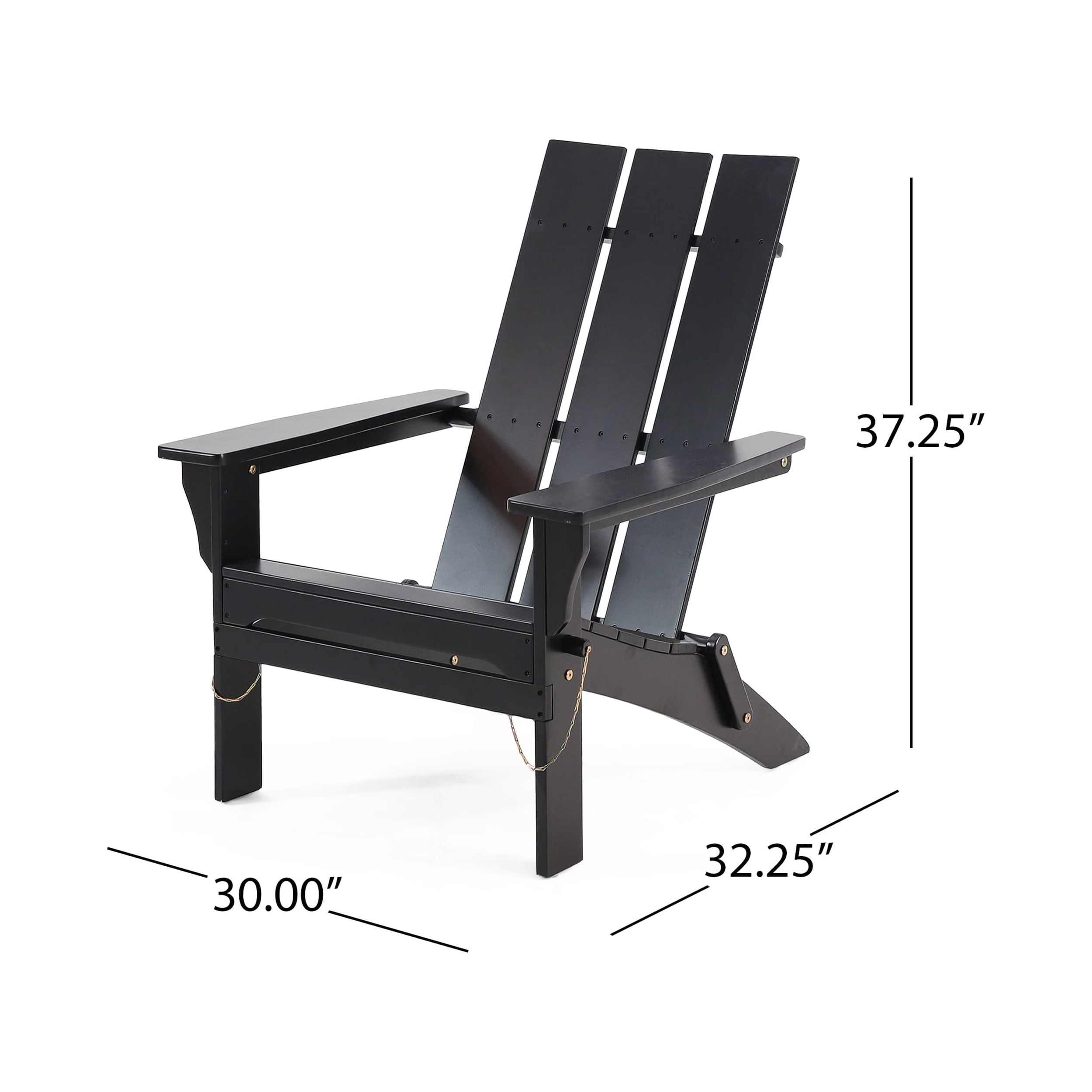 Eliphaz Outdoor Contemporary Acacia Wood Foldable Adirondack Chair, Black