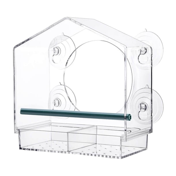 Dispensador de alimentos para aves silvestres con ventana, Comedero para Loros, Cuenco Colgante para Mascotas