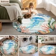 thumbnail image 5 of Round Area Rug 6 Ft, Jellyfish Coastal Washable Non-Slip Circle Carpet for Living Room/Bedroom, Summer Nautical Starfish Coral Grey Wooden Low-Profile Indoor Mats Collection Rugs for Residential, 5 of 8