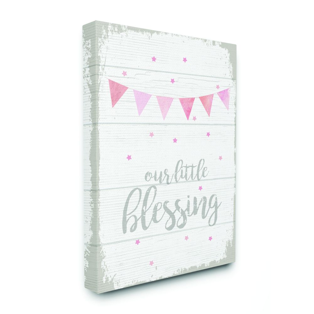 The Kids Room by Stupell Our Little Blessing Pink Kids Word Design Canvas Wall Art by Daphne Polselli