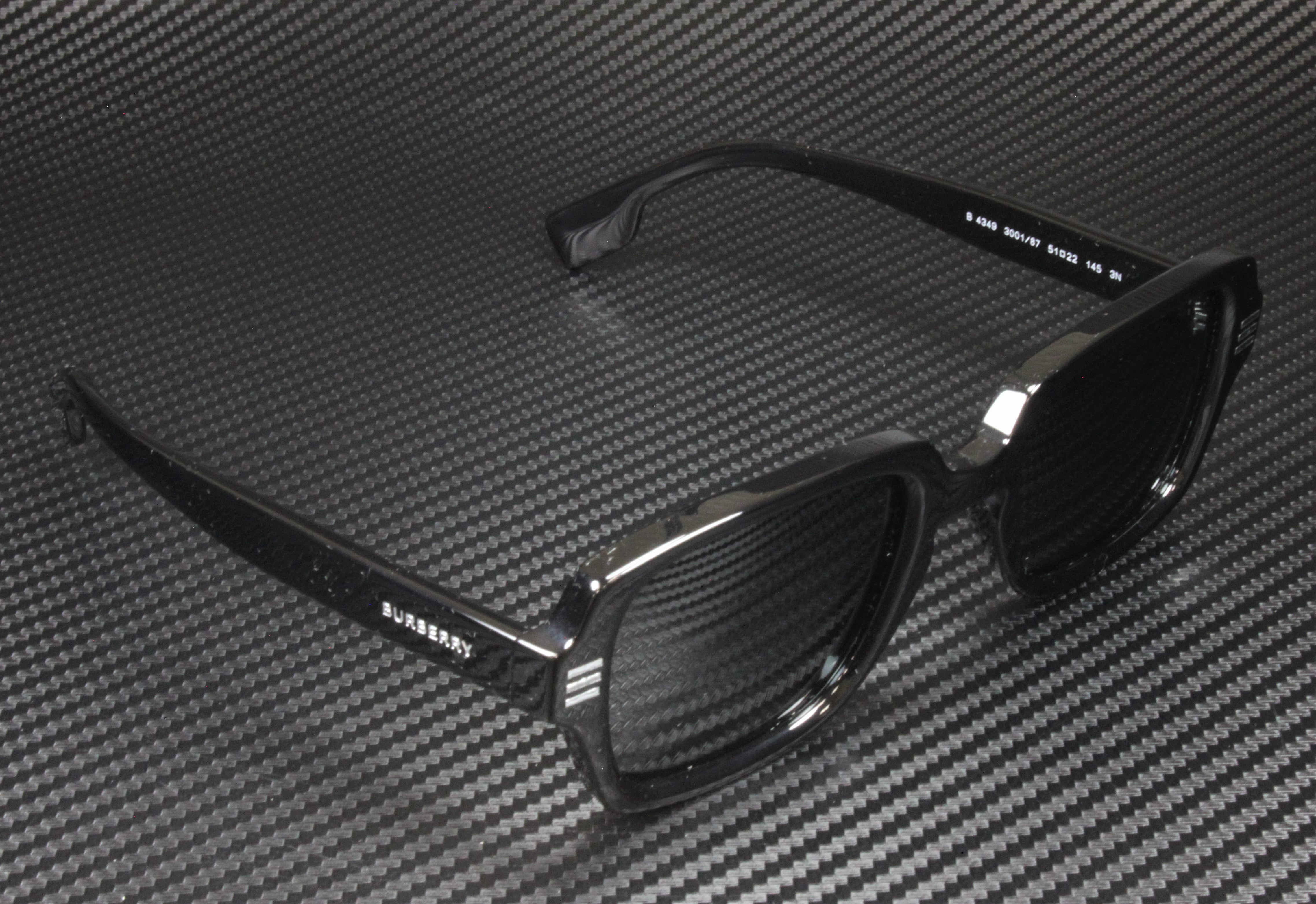 Burberry Eldon BE 4349 Plastic Unisex Rectangle Sunglasses Black 51mm Adult