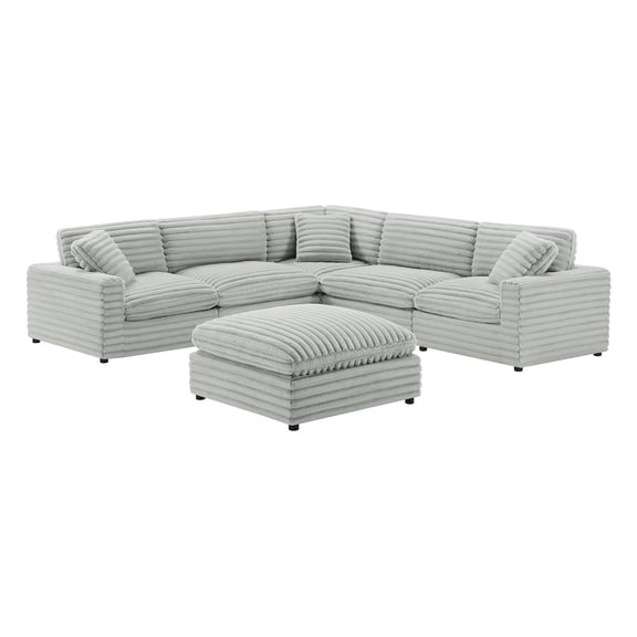 Comfort Pointe Julia 6-piece Sectional in Plush Gray Cord-like Fabric