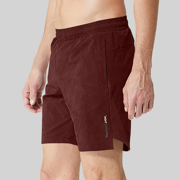 pstuiky Pantalones cortos de gimnasio, Pantalones cortos deportivos informales de secado rápido, ligeros, transparentes y de color sólido para hombre Pantalones cortos cargo