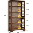 thumbnail image 2 of 6-Tier Bookcase, Vintage Tall Bookcase,Mid-Century Display Rack Storage Shelves, 2 of 5