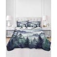 thumbnail image 2 of Quilts Twin Size Bedding Set, Dark Purple Forest Lightweight Quilted Comforter, Watercolor Clouds Trees Mountain Soft Reversible Bedspread Coverlet with Pillow Covers for All Season, 68" x 86", 2 of 7